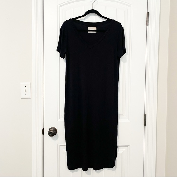 Jackson Rowe Black V-neck T-shirt Midi Dress Size Small - Picture 3 of 8